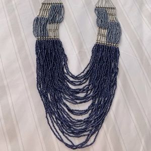 Blue Beaded Long Necklace